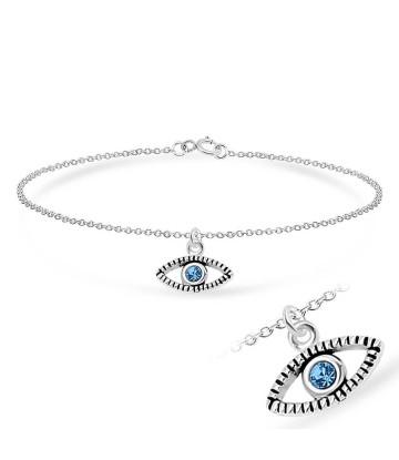 Eye with Rhinestone Silver Bracelet BRS-44